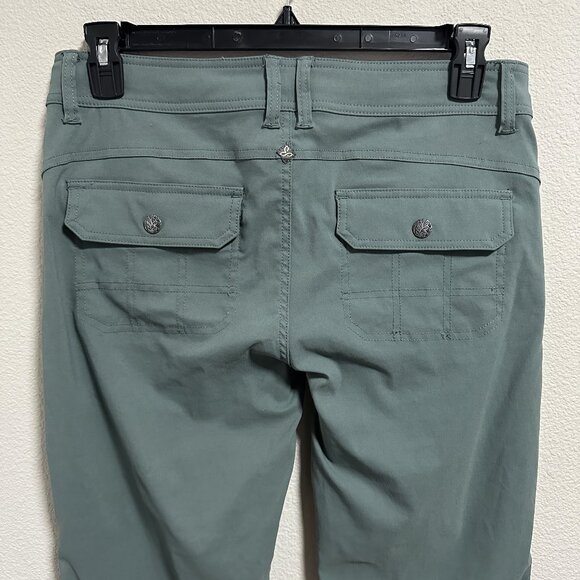 PrAna Halle Straight Smoky Blue Hiking Climbing Pants Stretch Roll-up Legs Sz 10 - Picture 3 of 13